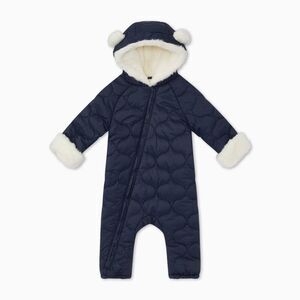 NWT Mori Baby Recycled Waterproof Quilted Pramsuit - Navy - 0-3M